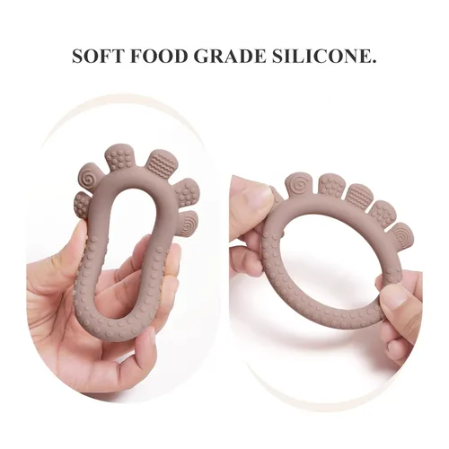 Vista 3 de Anillo de dentición de silicona para bebés de 0 a 6, 6 a 12 meses, mordedor masticable para bebés, recién nacidos, imprescindibles, sin BPA, suave