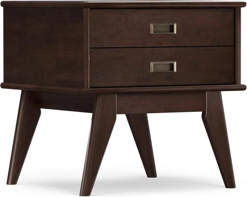 Vista 15 de SIMPLIHOME Draper - Mesa auxiliar rectangular de madera maciza de 22 Castaño medio