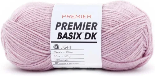 Vista 26 de Premier Yarns Basix DK - Hilo de peso, hecho de acrílico, hilo ideal para ganchillo y tejido, lavable a máquina, rubor, 3.5 onzas, 306 yardas