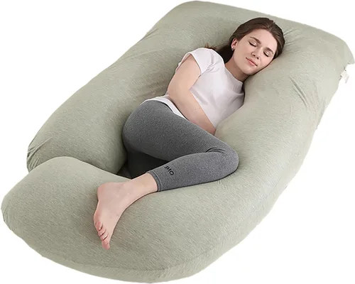 Vista 7 de Jcickt - Almohada de embarazo en forma de J, almohada corporal completa de 59 pulgadas con funda de jersey fácil de quitar y lavar, apoya