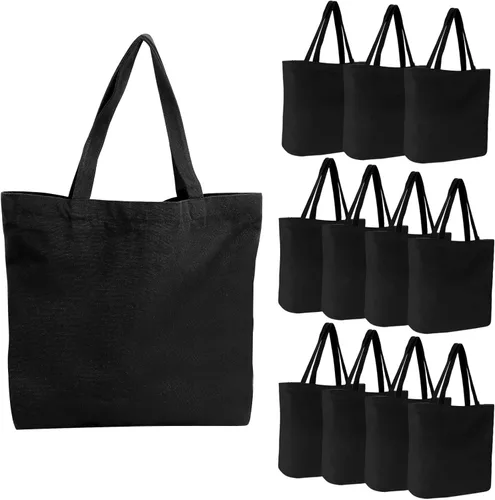 Vista 18 de Segarty Pequeña bolsa de lona para mujer, paquete de 12 bolsas de mano en blanco de 7.87 x 9.8 pulgadas, bolsa reutilizable a cuadros a granel