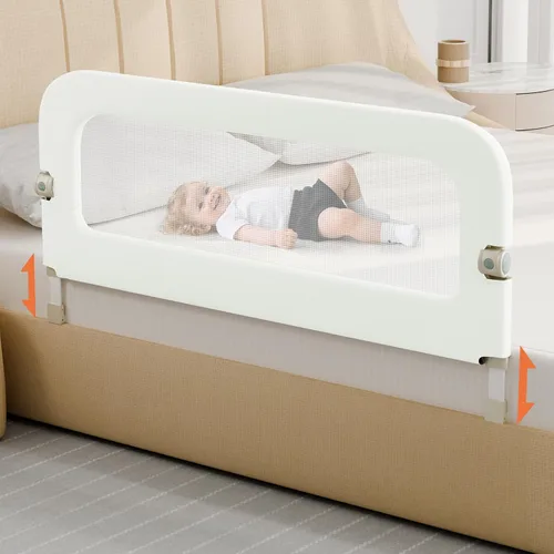 Vista 15 de omzer Riel de protección de cama para niños pequeños - Barandilla de seguridad para bebé de 32 pulgadas, plegable y con alturas ajustables