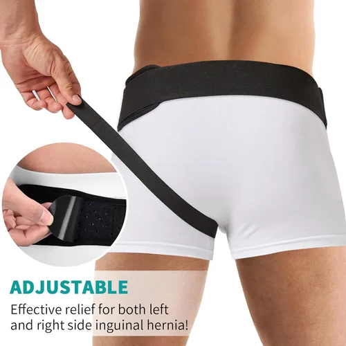 Vista 5 de Tenbon Cinturón de hernia para hombres y mujeres, braguero de soporte de hernia para ingle inguinal izquierda o derecha, correa de cintura ajustable