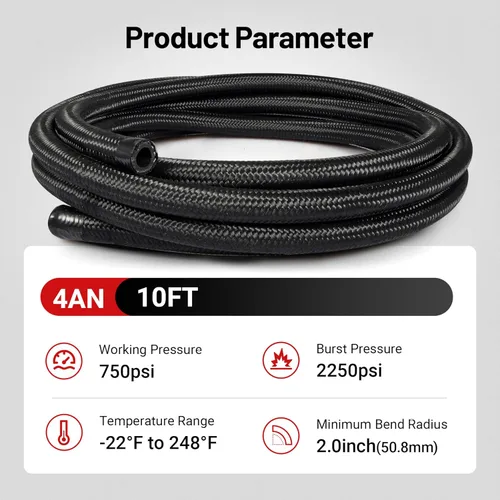 Vista 3 de EVIL ENERGY Kit de línea de combustible 4AN, kit de montaje de manguera de línea de combustible trenzada de nailon 4AN, CPE 10 pies, color negro