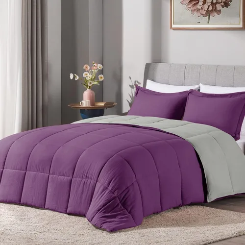 Vista 9 de LOVTEX Juego de edredón de 3 piezas tamaño King, juego de edredón de microfibra lavada ultrasuave para cama tamaño King, edredón reversible