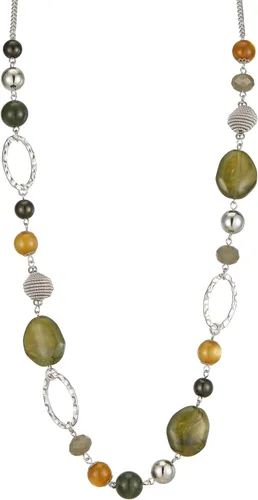Vista 12 de BULINLIN Collar largo de cuentas para mujer, collar de cadena de suéter plateado con cuentas de resina de cristal, collar de joyería de moda