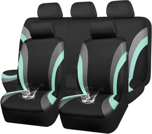 CAR PASS Juego completo de fundas de asiento de automóvil impermeables EVA, color menta para automóviles, compatibles con bolsas de aire, ajuste