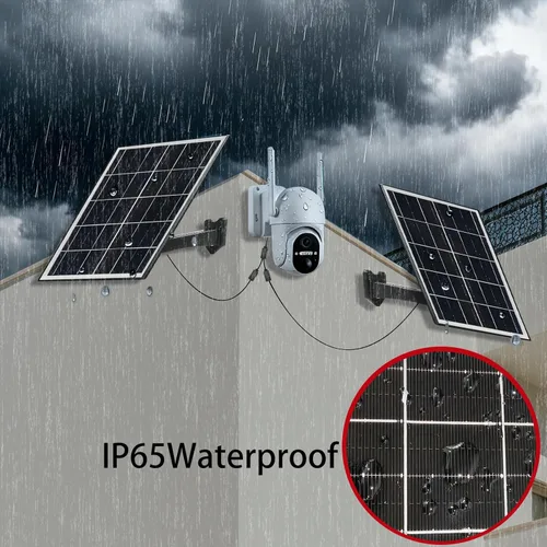 Vista 7 de Panel solar de 5 V y 16 W para cámara de seguridad IP65, cargador de panel solar USB impermeable, puerto tipo C, puerto micro USB y puerto