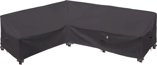 Vista 53 de Funda modular resistente para exteriores, 104 x 83 pulgadas, protector de sofá modular 600D impermeable para patio, fundas en forma de L, Caqui