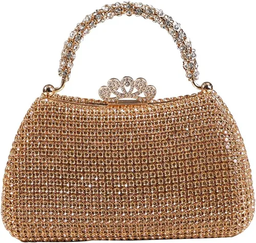 Vista 11 de Dreubea Bolso de mano hermoso para mujer, bolso de mano de moda brillante con diamantes de imitación
