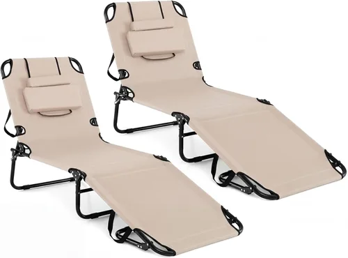 Vista 19 de Tangkula Sillón de playa, reclinable plegable para tomar el sol con agujero frontal, silla de bronceado boca abajo con respaldo ajustable de 4