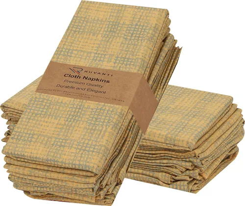 Vista 41 de Ruvanti Juego de 6 servilletas de tela, 18 x 18 pulgadas, 100% algodón, lavables, suaves y absorbentes, perfectas para bodas, Navidad, cenas