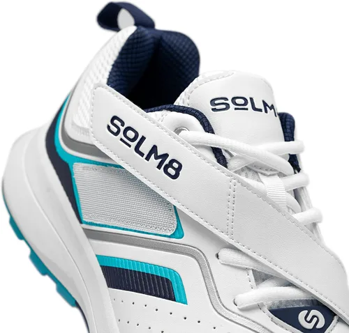Vista 6 de SOLM8-Cricket Shoes for Men Rubber Spikes, All Round Performance Footwear for Turf & Grass (Available in Blue Red and Navy Teal)