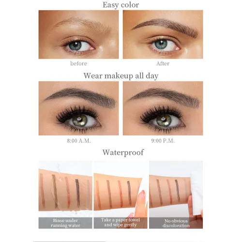Vista 7 de 1 lápiz líquido de cejas de 4 garras, suave y liso 36H duradero a prueba de agua, moldeado natural, definidor de cejas preciso de color de cejas