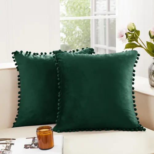 Vista 39 de Deconovo Juego de 2 fundas de almohada de pana suave con cremallera invisible, 16 x 16 pulgadas, color gris pardo, decoración del hogar para sofá
