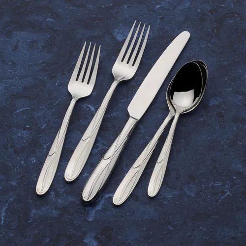 Vista 7 de Mikasa Cocoa Blossom - Juego de cubiertos de 65 piezas para 12, cubiertos de acero inoxidable 18/10 con servicio completo y utensilios para servir