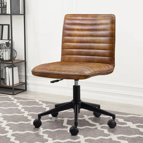 Vista 9 de Furniliving Silla de Escritorio para Oficina en Casa, Silla de Tocador sin Brazos con Ruedas de Terciopelo Suave Altura Ajustable, Cómodas Sillas