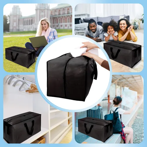 Vista 7 de HOMESURE Paquete de 4 bolsas de mudanza grandes y fuertes con cremalleras y asas de transporte, resistente al agua, bolsa de almacenamiento