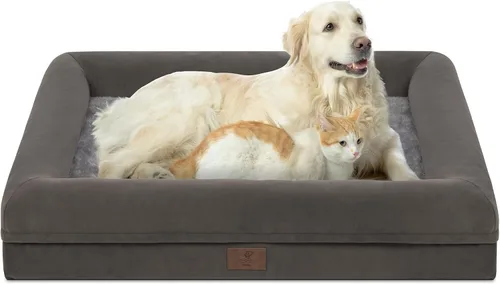 Vista 9 de Cama ortopédica para perros pequeños, cama impermeable para cachorros con funda extraíble lavable, cama de espuma para perros pequeños con respaldo