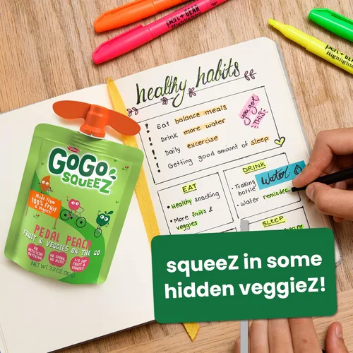 Vista 6 de GoGo squeeZ Fruit & veggieZ - Paquete variado de puré de manzana y puré, melocotón de pedal y bayas de Boulder, 3.2 onzas (paquete de 20)