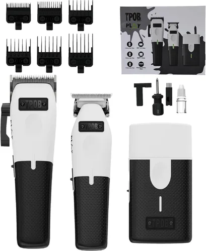 Vista 11 de TPOB Play Barber - Cortapelos para hombre de 7500 RPM con empuñaduras de goma (Blackout 3 Set)
