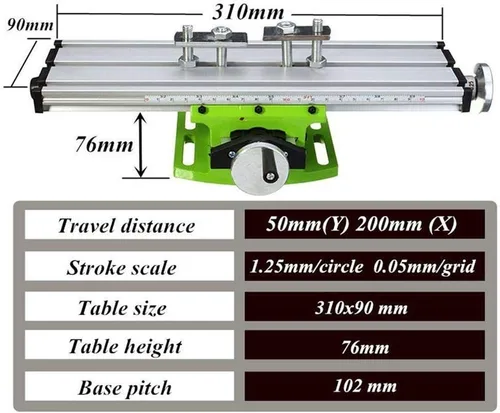 Vista 7 de Mesa de banco compuesto compacto de aluminio banco superior de carpintería Mesa deslizante cruzada Accesorio de tornillo de banco Clarmp 2 ejes