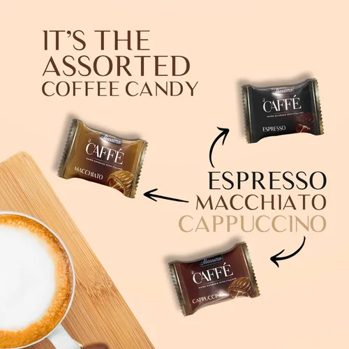 Vista 6 de Maestro Massimo IL Caffè Best Coffee Candy Surtido envuelto individualmente con relleno - Macchiato, espresso, capuchino, 2.2 libras (paquete de 1)