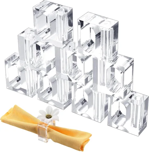 Vista 8 de Meanplan 12 servilleteros de flores de acrílico transparente, juego de floreros cuadrados a granel para bodas, decoración de mesa de banquetes