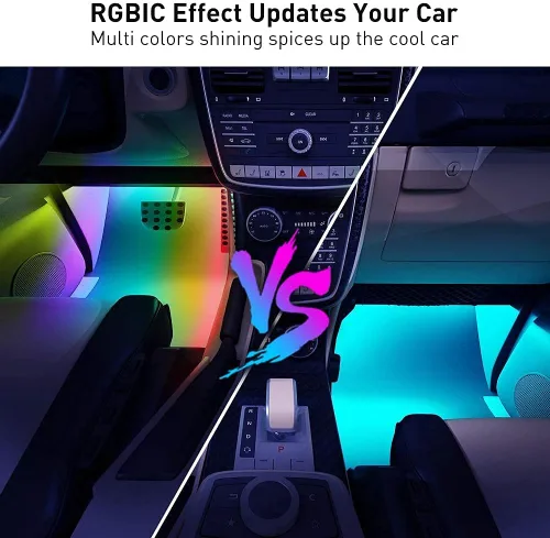 Vista 2 de Govee Luces de coche, luces interiores inteligentes RGBIC para el interior del automóvil con aplicación, control remoto, luces LED para decoración