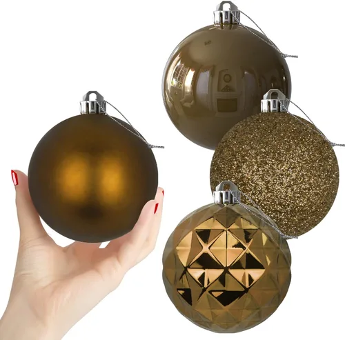 Vista 185 de Bolas pequeñas de Navidad doradas de 1.6 pulgadas, adornos de decoración para árbol de Navidad, bolas colgantes inastillables para decoraciones