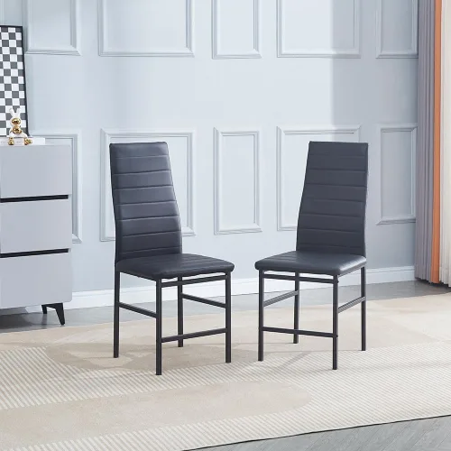Vista 2 de Dining Chairs Set of 2, Upholstered Side Chair, Modern Kitchen & Dining Room Chairs, Washable PU Leather Dining Chair with Metal Legs