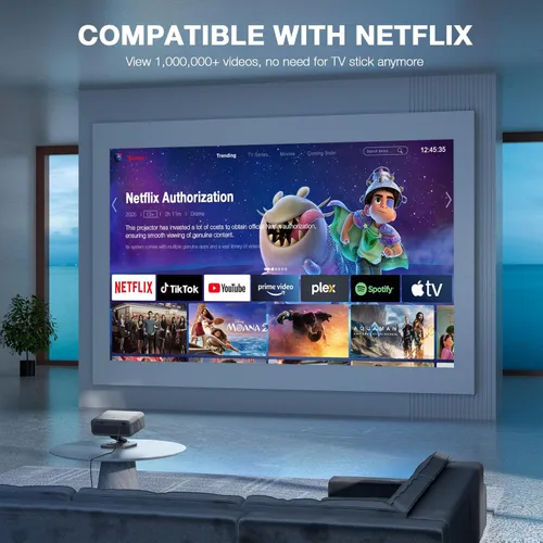 Vista 2 de [Aplicación con licencia oficial y 2500 ANSI] Proyector 4K con WiFi y Bluetooth, audio Dolby 3D y proyector inteligente