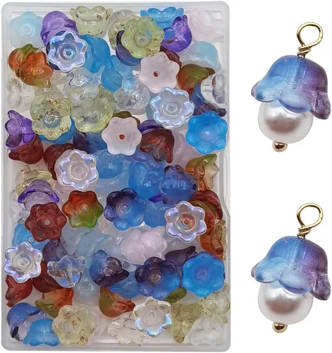 Vista 6 de INSPIRELLE 100 cuentas colgantes de cristal de luna creciente para hacer joyas y accesorios de manualidades, 0.47 x 0.59 pulgadas