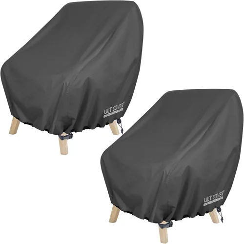 Vista 8 de ULTCOVER Paquete de 2 fundas impermeables para silla de patio, funda para silla de césped individual para asiento profundo para exteriores que se