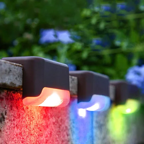 Paquete de 8 luces solares para terraza, escaleras impermeables que cambian de color, luces solares laterales de piscina al aire libre para valla,