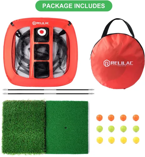 Vista 7 de RELILAC Red desplegable de chipping para golf - accesorios de objetivo de golf para interiores y exteriores para precisión en el patio trasero