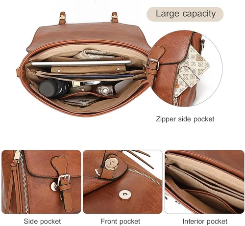 Vista 3 de OUKUPA Crossbody Messenger Bag For Women,Leather Briefcase Vintage Shoulder Laptop Handbag Satchel Computer Work Bag