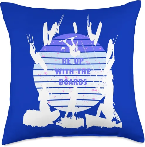 Vista 4 de Kitesurf Gifts and Surf Lover Tees by taiche Kitesurfers Be Up with The Boards Retro Style 12 - Almohada de 16 x 16 pulgadas, multicolor