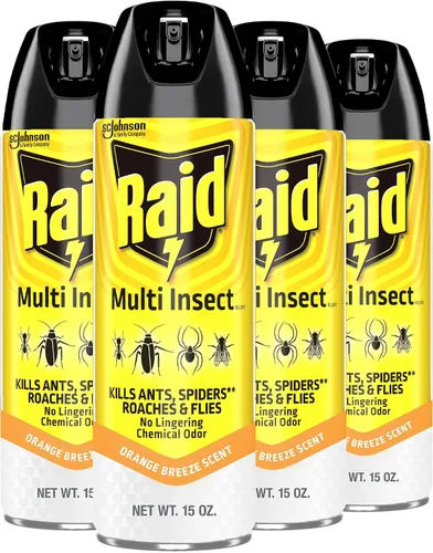 Raid Asesino de insectos múltiples, brisa de naranja, 15 onzas (paquete de 4)