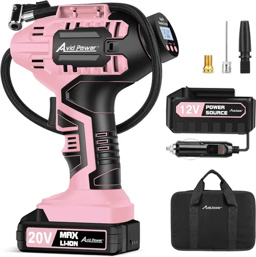 Vista 9 de Avid Power - Compresor de aire inflador de neumáticos, bomba de neumáticos de coche inalámbrica de 20 V con batería recargable de iones de litio