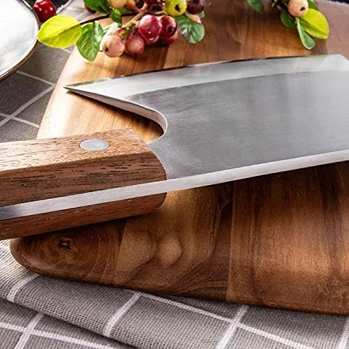 Vista 5 de MAYiT Cuchillo de carnicero para carne, cuchillo de hacha engrosada, cuchillo de carnicero de hueso grueso, machete de hueso grueso, cuchillo
