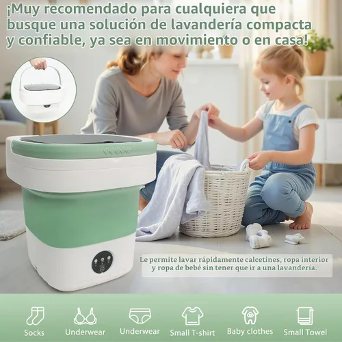 Vista 6 de Lavadora portátil de 20 L, mini lavadora plegable con secadora giratoria, 3 modos de limpieza para ropa de bebé, ropa interior y calcetines