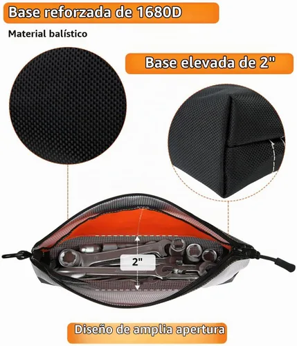 Vista 5 de Bolsa de herramientas transparente, bolsa de herramientas pequeña, bolsa con cremallera de 12 pulgadas, bolsa de herramientas para organizar cajas