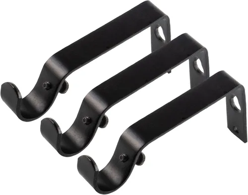 Vista 8 de KAMANINA Soporte de barra de cortina doble resistente para barras de 1 y 3/4 pulgadas, juego de 2 soportes dobles, plateado antiguo