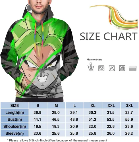 Vista 4 de SDKJFLKAWES Saiyajin Broly - Sudadera con capucha para hombre, con estampado 3D, casual, con bolsillos, unisex, talla XL, color negro, Negro