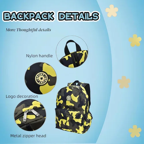Vista 6 de VIDOSCLA Mochilas de camuflaje para primaria,Primary Boys Bookbag,Mini mochila escolar para estudiantes, Azul, Mochilas Daypack