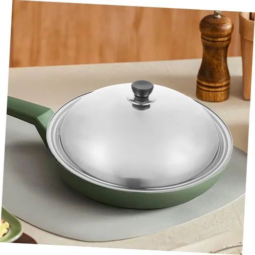 Vista 3 de DECHOUS Tapa de sartén de 14 pulgadas, tapa de olla de acero inoxidable, tapa de repuesto para olla de cocina, tapa de olla a fuego lento, tapas