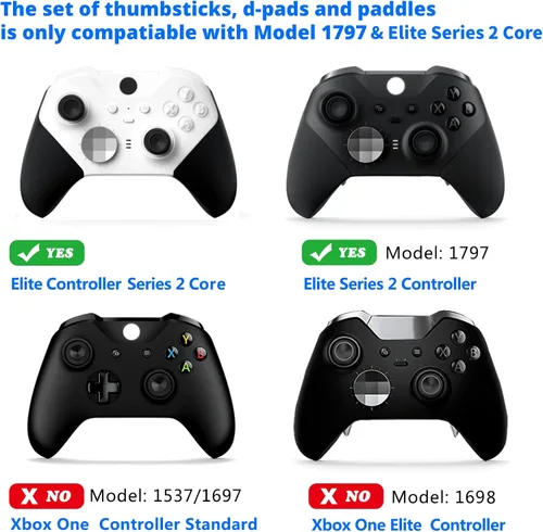 Vista 4 de E-MODS GAMING Palillos de metal 13 en 1, almohadillas en D y paletas con herramientas para controlador Elite Series 2 y Xbox One Elite Series 2 Core