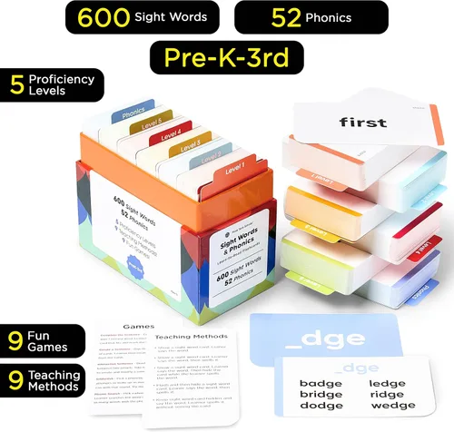 Vista 3 de 652 tarjetas de palabras visuales y fonética – Conjunto galardonado para aprender a leer con palabras CVC, combinaciones, sonidos de vocales cortas