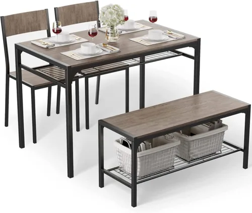 Vista 14 de Juego de mesa de comedor Gizoon para 6 con sillas, juego de mesa de cocina de 7 piezas para espacios pequeños, apartamento, cocina, comedor, ahorro